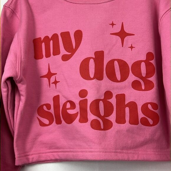 Suburban Riot Pink My Dog Sleighs cropped graphic sweatshirt NWT size small(10) - Picture 4 of 12